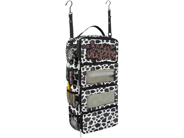 Olosar Suitcase Organizer, Travel Luggage Organizer Portable Hanging Travel Shelves Collapsible Hanging Packing Cubes for Carry on Suitcase, Cow Pattern