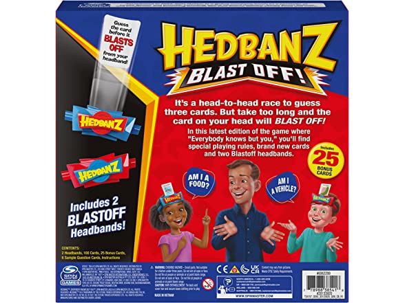 Spin Master Games Hedbanz Blast Off! Guessing Game with 25 Bonus Cards, Family Game Night for Kids and Families Ages 6 and