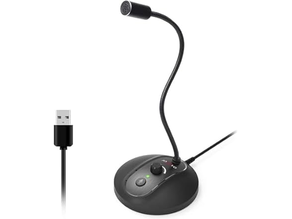 JOUNIVO USB Microphone, 360 Degree Adjustable Gooseneck Design, Mute Button & LED Indicator, Noise-Canceling Technology, Plug & Play, Compatible with Windows & MacOS