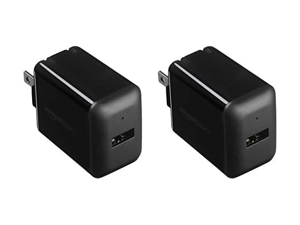 (2 PACK) Basics 12W One Port USB-A Wall Charger (2.4A) for Phones (iPhone 15/14/13/12/11/X, Samsung, and more), Pack of 2, Black