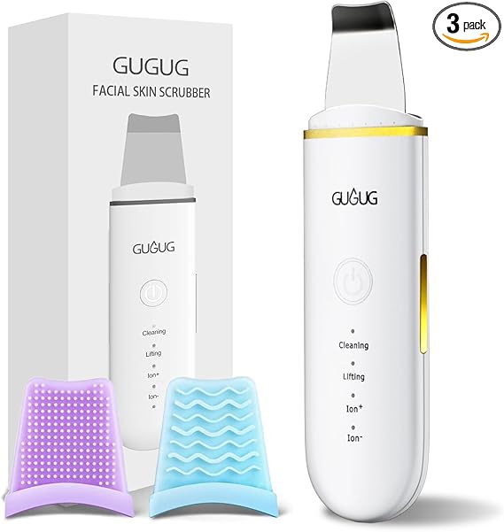 GUGUG Skin Scrubber Face Spatula Skin Spatula Pore Cleaner Blackhead Remover Tools for Facial Deep Cleansing-4 Modes -White