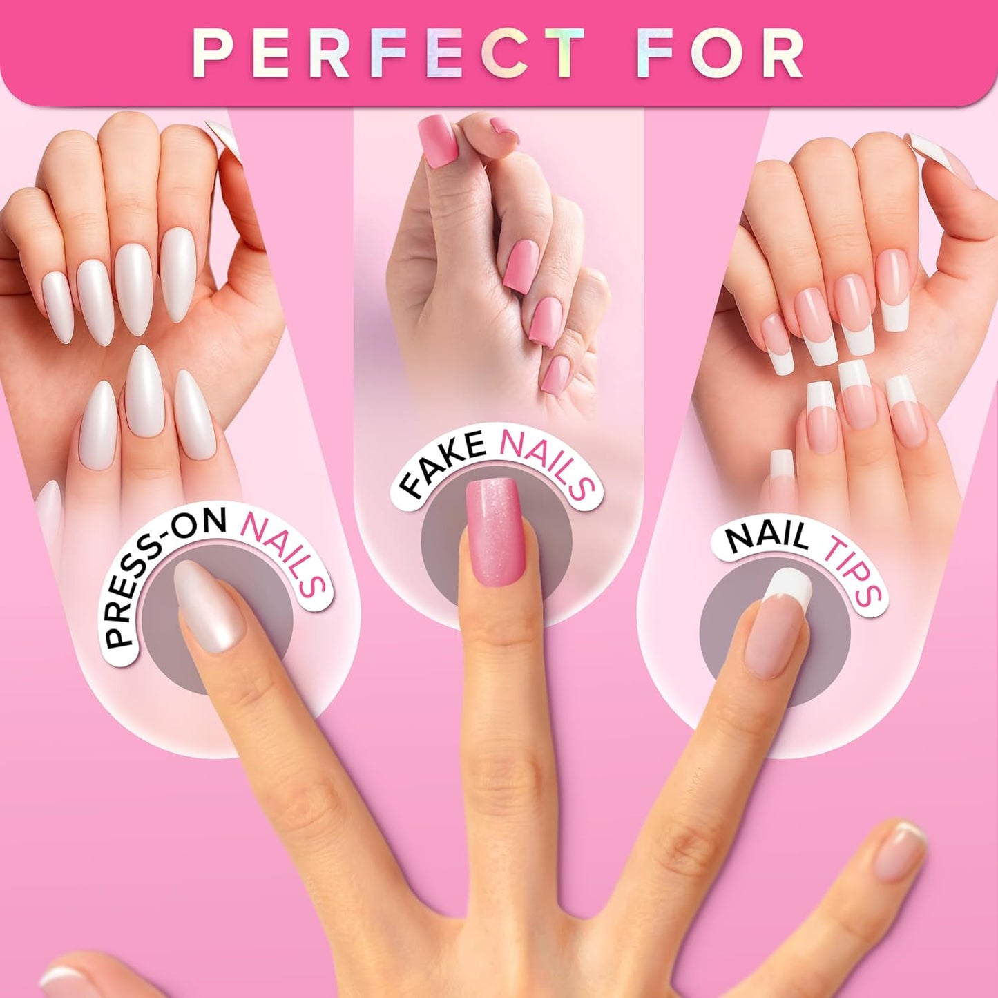 Super Strong Nail Glue for Press On Nails, Nail Tips & Acrylic Fake Nails (8ml) NYK1 NailBond Brush On Glue for Press Ons, Tips & Acrylics - Long Lasting,