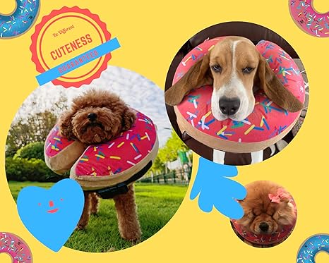DIRTY LITTLE PAWS Inflatable Dog Collar | Great Alternative to a Dog Cone | Comfy Recovery Collar for Large Dogs (Pink)