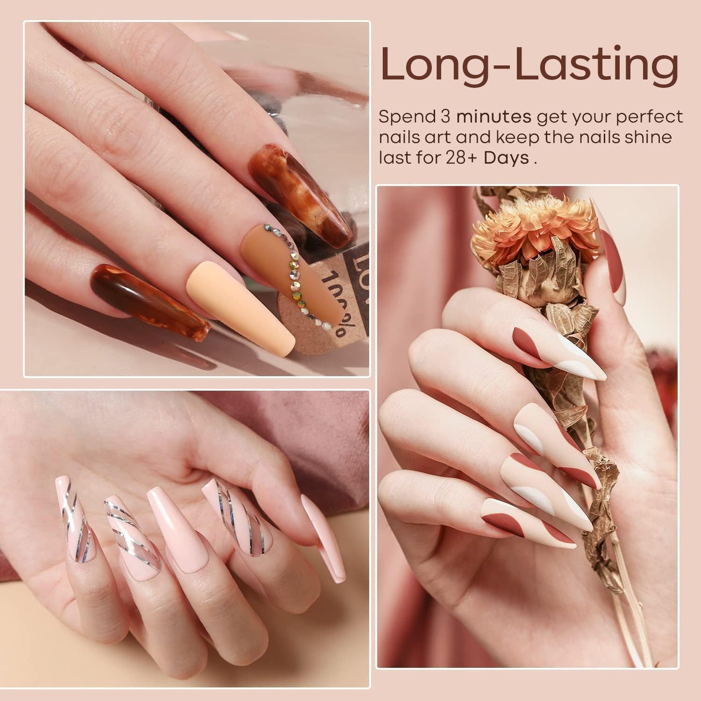 modelones Gel Nail Polish Kit -6 Colors Fall Winter Nude Pink Gel Polish Set Skin Tones Neutral Brown Soak Off Gel Nail Kit Manicure