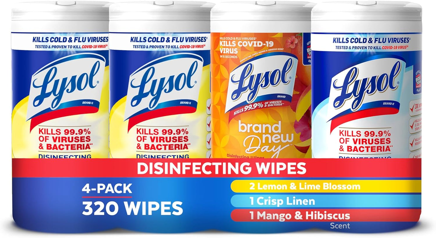 Lysol Disinfecting Wipes Bundle, Home Apartment Dorm Room Essentials and Cleaning