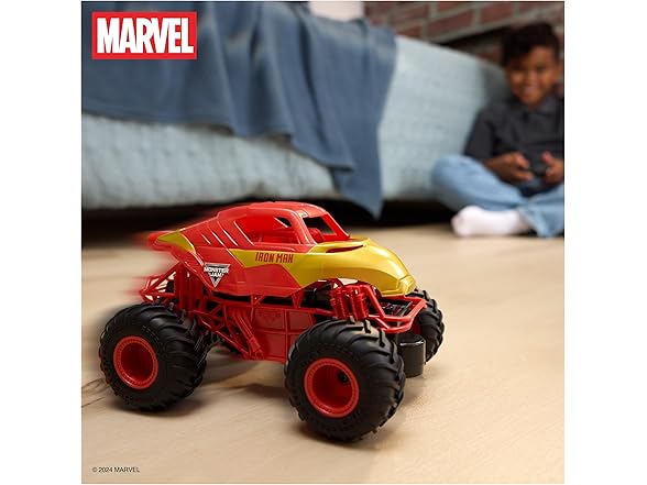 Monster Jam, Marvel Iron Man RC Monster Truck, 1:24 Scale, Kids Toys for Boys and Girls Ages 4 and up