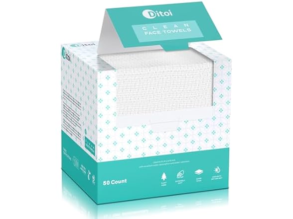 Face Towels, 10"×12" Disposable Face Towel, Face Towelettes XL, Ultra Soft Makeup Remover Dry Wipes, Thick Face Towel for Sensitive Skin, 50 Count (1 Pack)