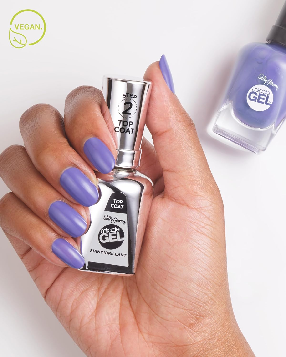 Sally Hansen Miracle Gel™, Shiny Top Coat, Long Lasting, Gel-Like Formula, No UV Lamp Needed, Clear Nail