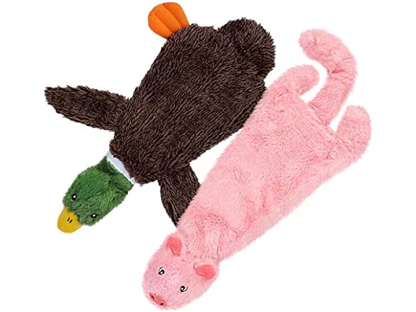 Best Pet Supplies 2-in-1 Stuffless Squeaky Dog Toys with Soft, Durable Fabric for Small, Medium, and Large Pets, No Stuffing for Indoor Play, Holds a Plastic Bottle - 1Wild Duck, Pig, Medium