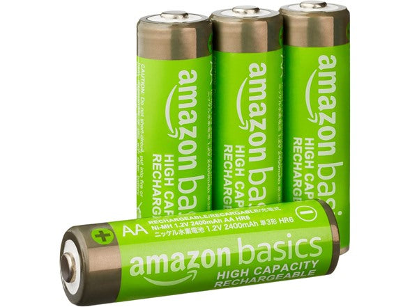 (4 PACK) Basics 2400mAh NiMH Rechargeable AA Batteries - High-Capacity Batteries, Recharge up to 400x Times, Pre-Charged