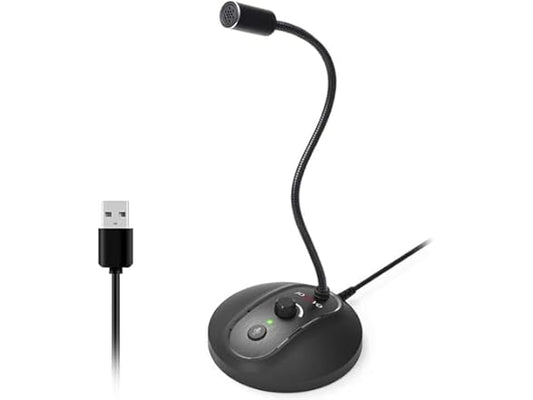 JOUNIVO USB Microphone, 360 Degree Adjustable Gooseneck Design, Mute Button & LED Indicator, Noise-Canceling Technology, Plug & Play, Compatible with Windows & MacOS
