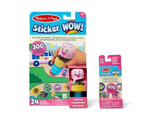 Melissa & Doug Sticker Wow!™ 24-Page Activity Pad and Sticker Stamper, 300 Stickers, Arts and Crafts Fidget Toy Collectible Character – Ice Cream - for Kids Ages 3+ - FSC Certified
