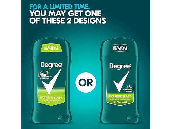 Degree Men Original Protection Antiperspirant Deodorant 48-Hour Sweat and Odor Protection Extreme Blast Antiperspirant For Men 2.7 oz