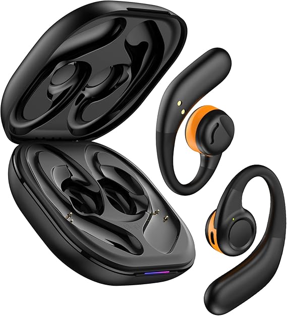 Open Ear Earbuds Wireless Headphones, Bluetooth 5.3 Hi-Fi Earbuds, Clear Call Touch Control Headphones, IPX5 Waterproof Earbuds with Ear Hooks, Charging Case and 16.2mm Driver, 60H Playtime