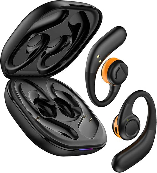 Open Ear Earbuds Wireless Headphones, Bluetooth 5.3 Hi-Fi Earbuds, Clear Call Touch Control Headphones, IPX5 Waterproof Earbuds with Ear Hooks, Charging Case and 16.2mm Driver, 60H Playtime