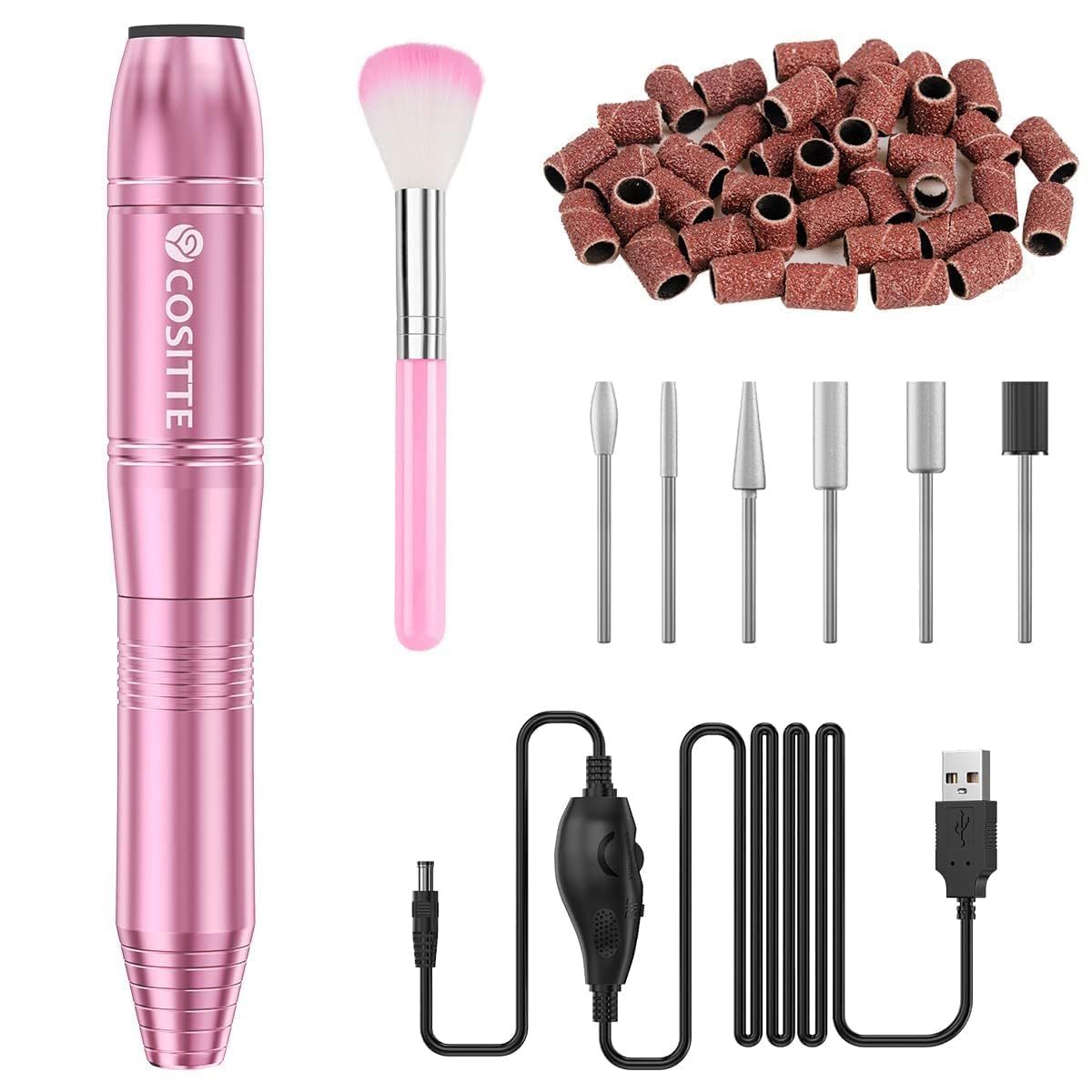 Electric Nail Drill,USB Electric Nail Drill Machine for Acrylic Nail Kit,Portable Electric Nail File Polishing Tool Manicure Pedicure Kit Efile Nail Supplies for Home