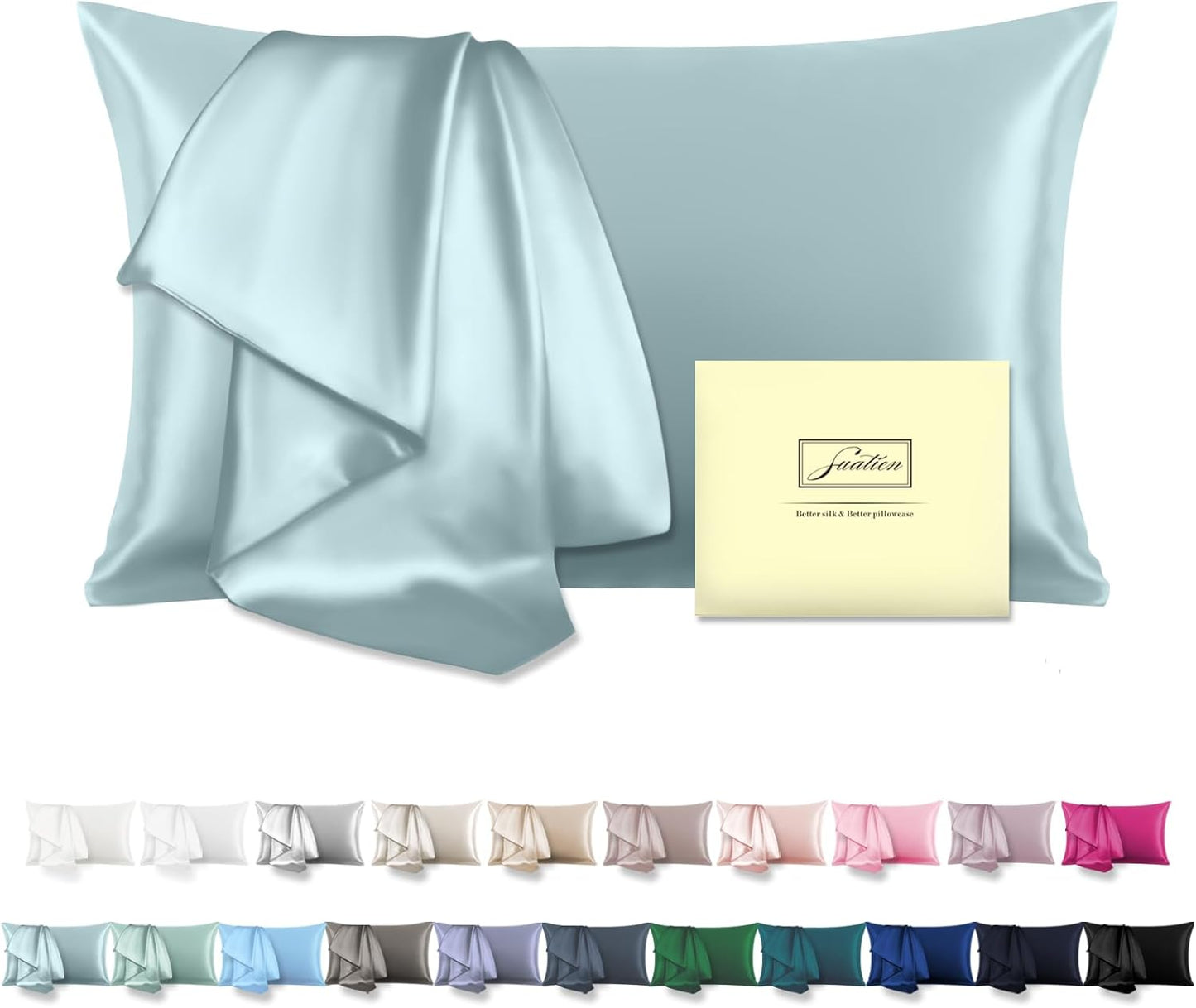 Mulberry Silk Pillowcase for Hair and Skin Standard Size 20"X 26" with Hidden Zipper Soft Breathable Smooth Cooling Pillow Covers for Sleeping(Haze...