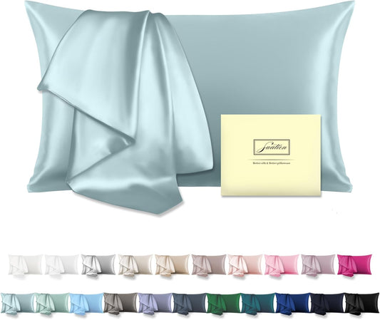 Mulberry Silk Pillowcase for Hair and Skin Standard Size 20"X 26" with Hidden Zipper Soft Breathable Smooth Cooling Pillow Covers for Sleeping(Haze...