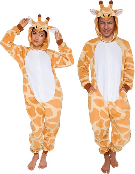 Funziez! Slim Fit Adult Onesie - Animal Halloween Costume - Plush Unisex One Piece Cosplay Suit for Women and Men