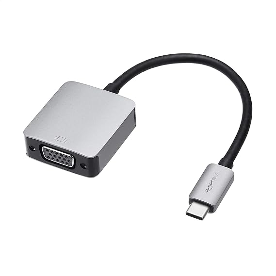 Basics Aluminum USB 3.1 Type-C to VGA Adapter, Gray, 1.65 x 1.38 x 0.63in
