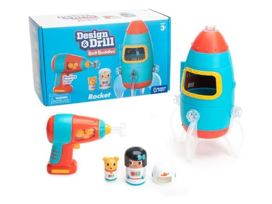 Educational Insights Design & Drill Bolt Buddies Rocket Take Apart Toy with Electric Toy Drill, Preschool STEM Toy, Gift for Boys & Girls, Ages 3+