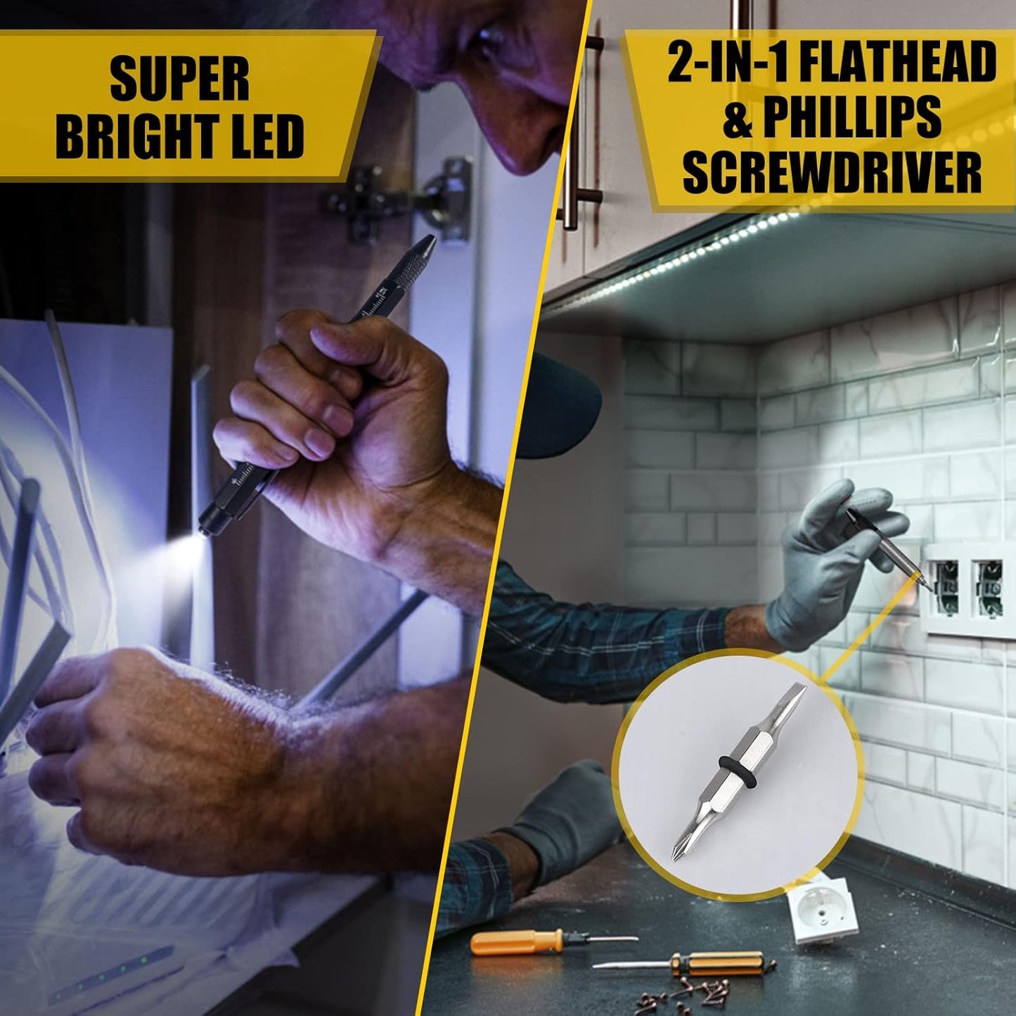 Christmas Stocking Stuffers Gifts for Men, White Elephant Gifts for Adults Dad Boyfriend Him Husband, 9 in 1 Multitool Tool Pen Set, Screwdriver, LED