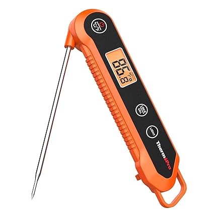 ThermoPro Digital Instant Read Meat Thermometer for Grilling Waterproof Kitchen Food Thermometer with Calibration & Backlight Smoker Oil Fry Candy Thermometer with Temperature Indicators