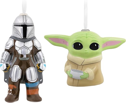Hallmark Star Wars: The Mandalorian and Grogu Holding Cup Decoupage Christmas Ornaments, Set of 2 (0003HCM1125)