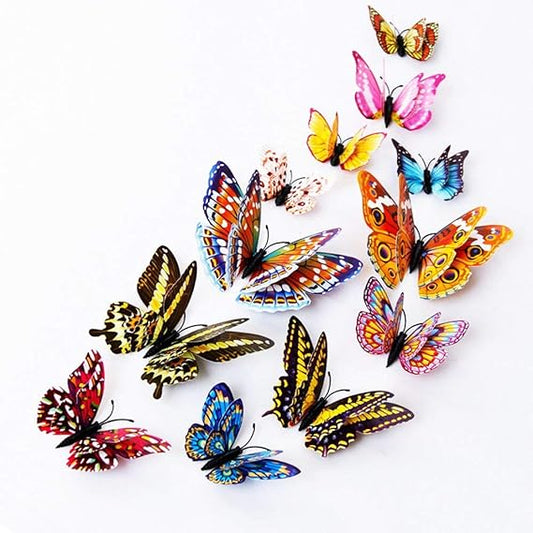 Mixed of 12PCS 3D Pink Butterfly Wall Stickers Decor Art Decorations¡­ (2*Colorful)