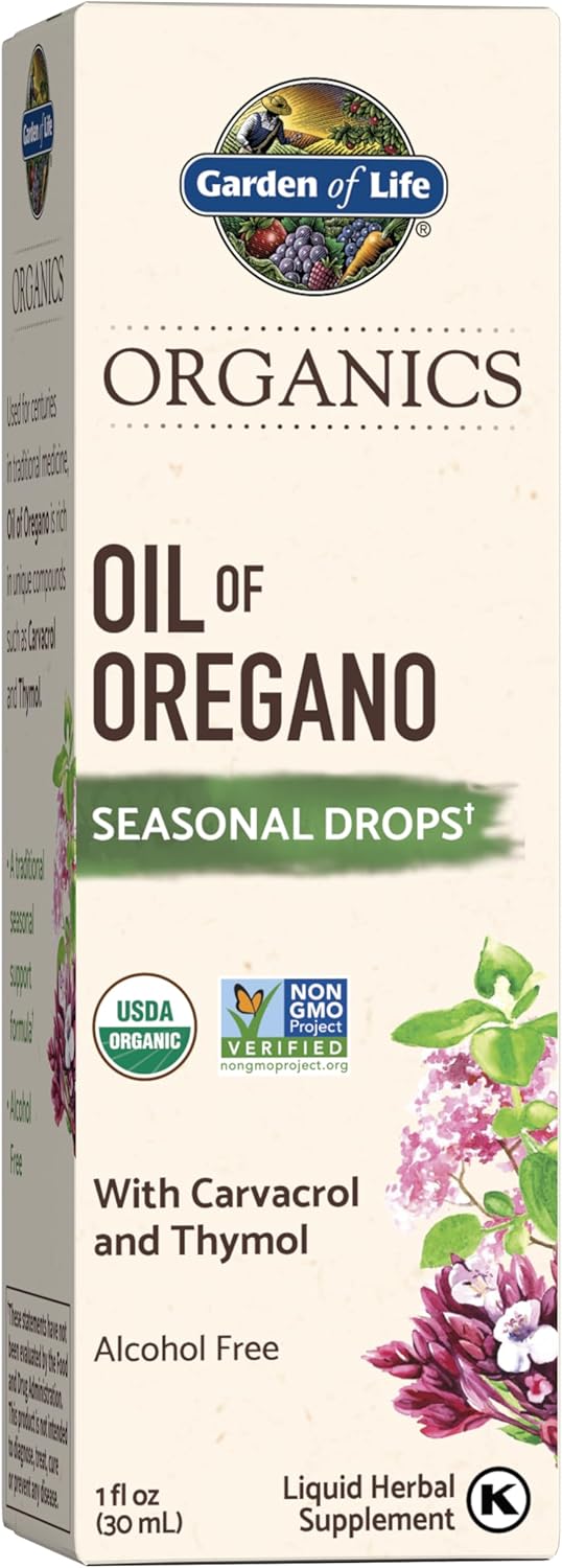Garden of Life Organics Oil of Oregano Seasonal Drops 1fl oz (30 mL) Liquid, Concentrated Plant Based Immune Support - Alcohol-Free, Organic, Non-GMO