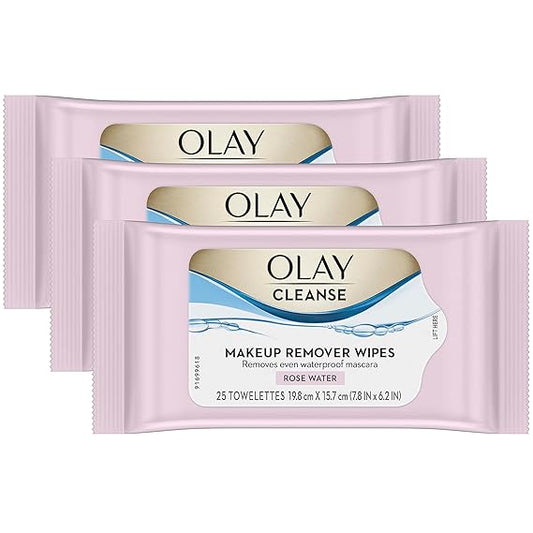 OLAY Cleanse Makeup Remover Wipes, Rose Water 25 ct