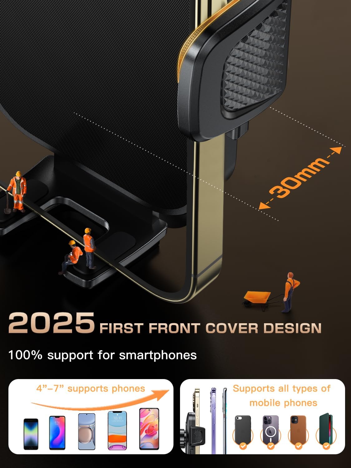 Topmake Car Phone Holder Mount,【2025 Upgrade】 3-in-1 Cell Phone Holder for Car, Dashboard Windshield, Suction Cup Hands-Free Car Phone Stand, Automobile Cradles