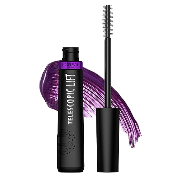 L'Oreal Paris Telescopic Lift Colored Mascara, Lengthening and Volumizing Eye Makeup, Lash Lift with Up to 36HR Wear, Washable, Galactic Purple Mascara, 0.33 Fl Oz
