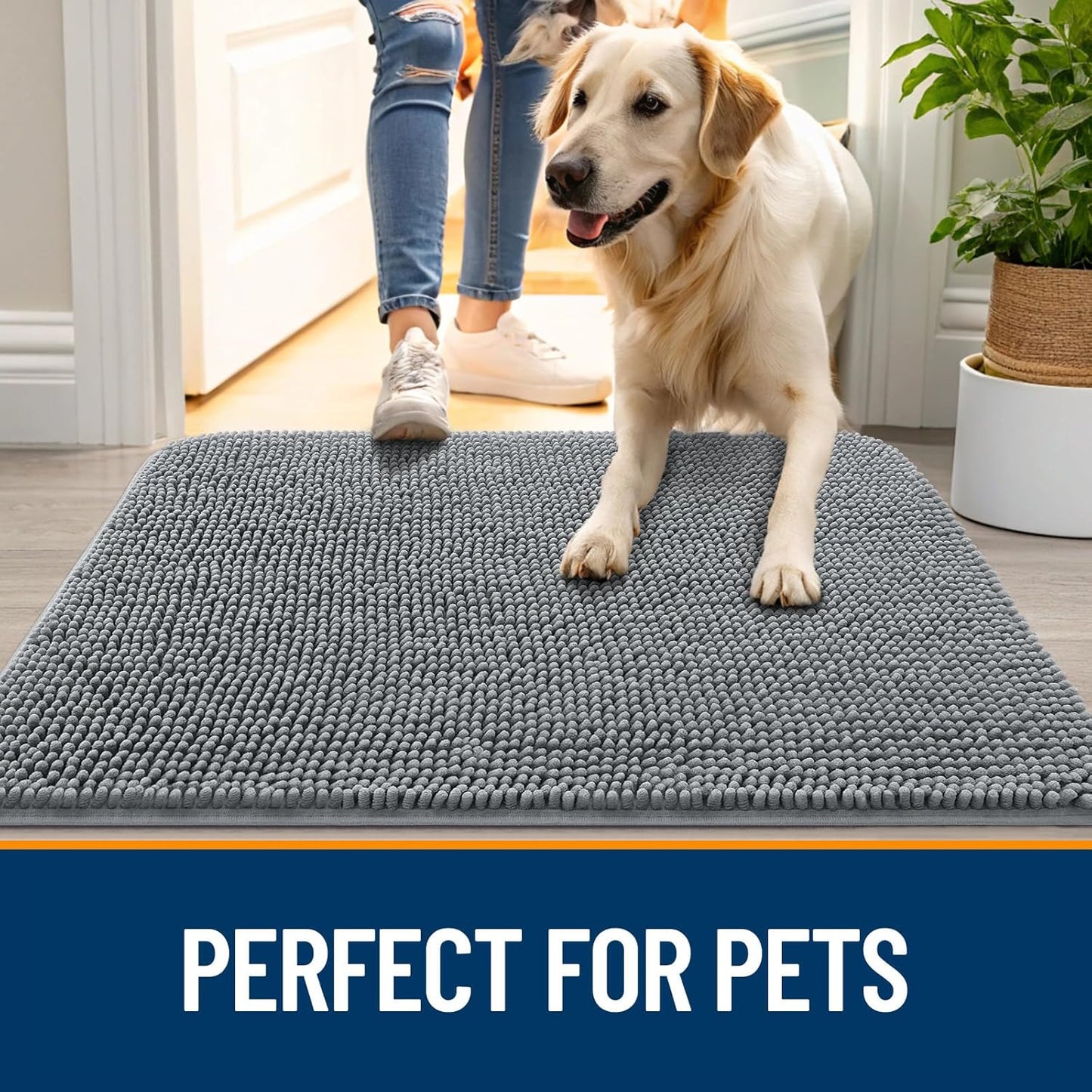 OLANLY Dog Door Mat for Muddy Paws 30x20, Absorbs Moisture and Dirt, Abso