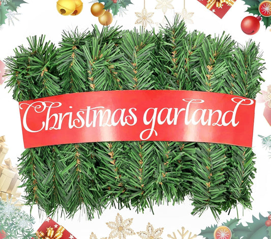 Christmas Garland, 54FT Artificial Soft Green Realistic Pine Greenery for Indoor Outdoor Xmas Mantle, Staircase, Door & Wall Decor