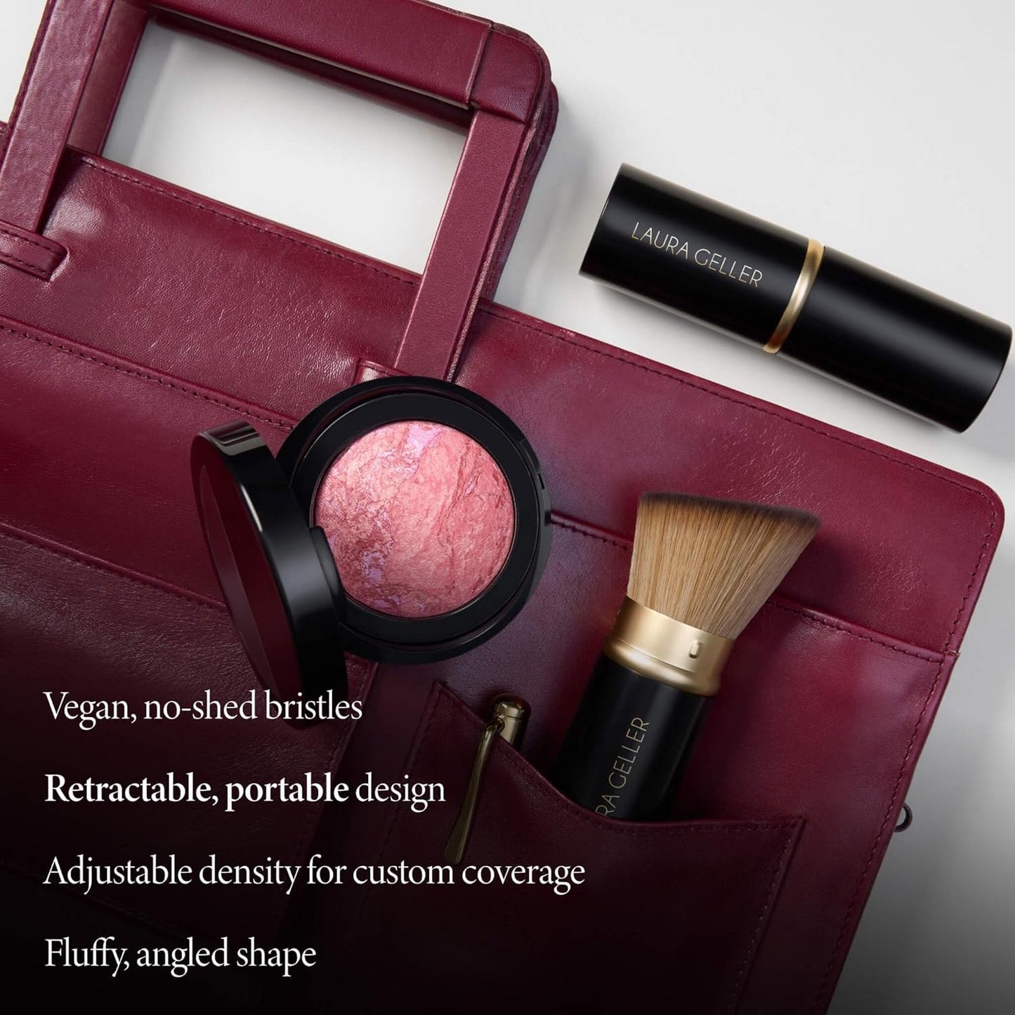 LAURA GELLER NEW YORK Cosmetic Professional Makeup Brushes - Cruelty-Free 02 Retractable Angled Kabuki