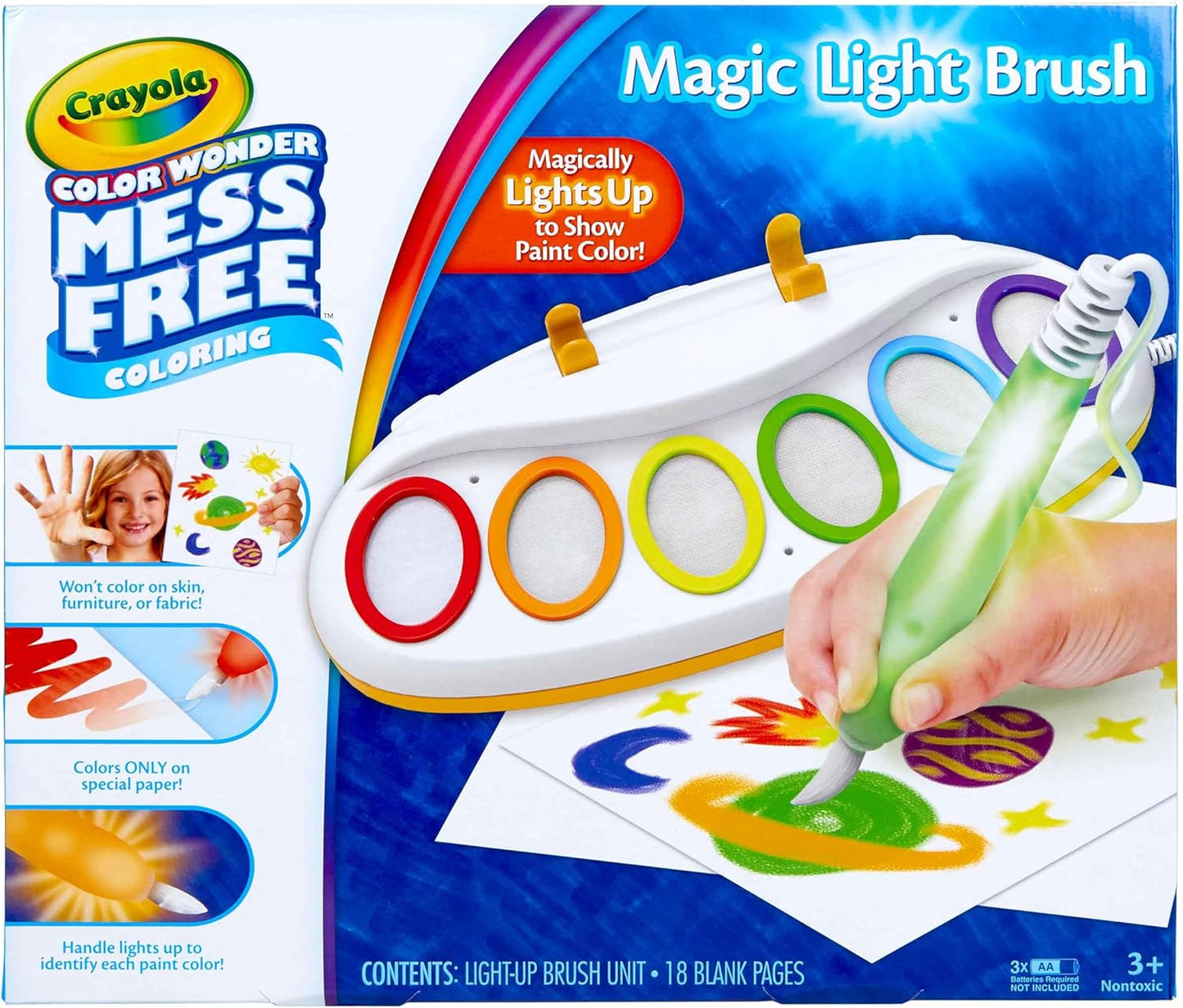 Crayola Color Wonder Magic Light Brush, Mess Free Painting Station for Kids, Toddler Toys &