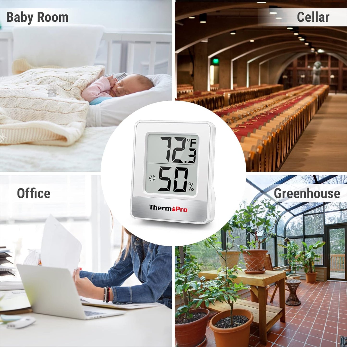 ThermoPro TP49 Digital Hygrometer Indoor Thermometer Humidity Meter Room Thermometer with Temperature and Humidity Monitor Mini