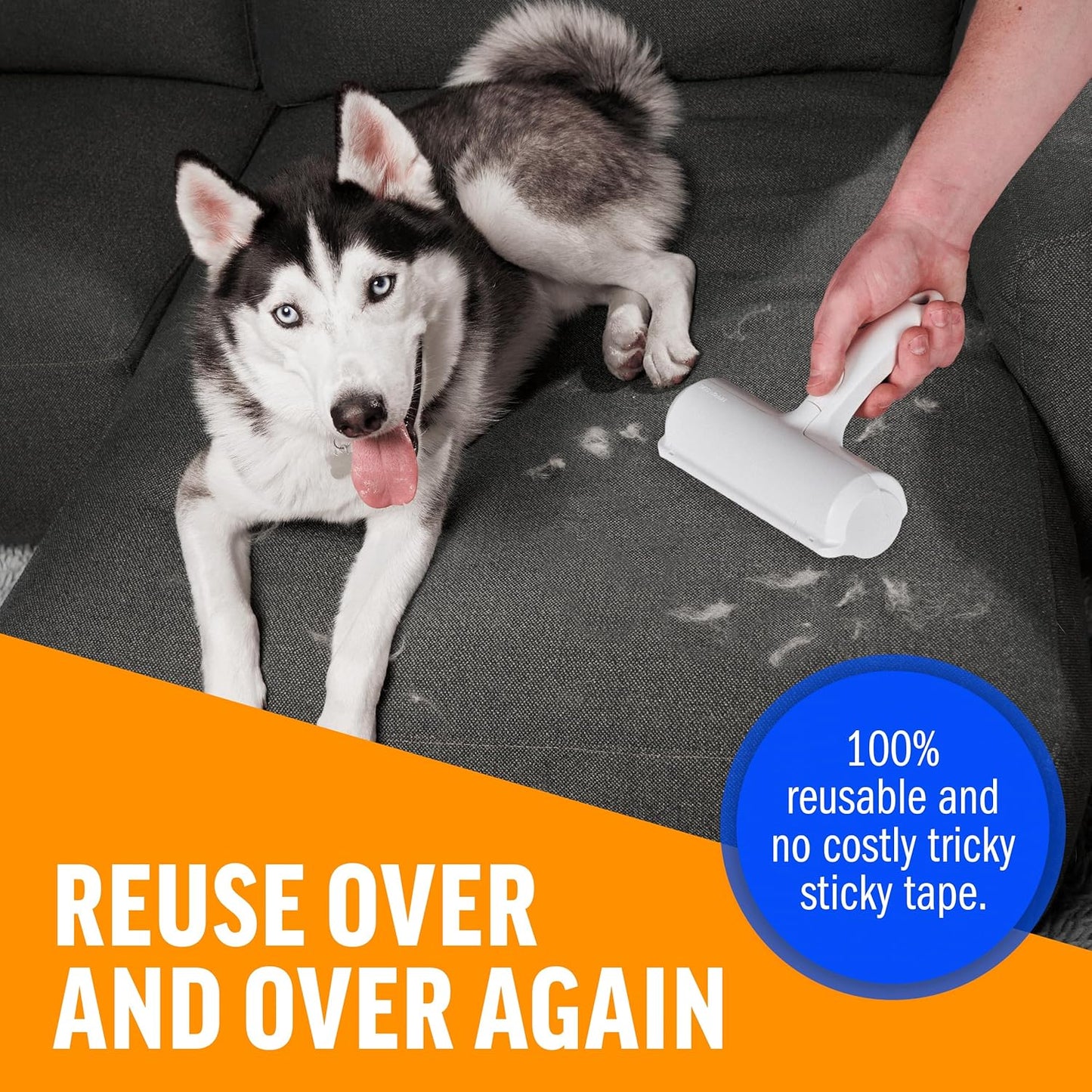 ChomChom Roller Pet Hair Remover – Original Size Reusable Lint Roller for Cat & Dog Hair on Furniture, Couch, Carpet, Car, Rugs & Bedding
