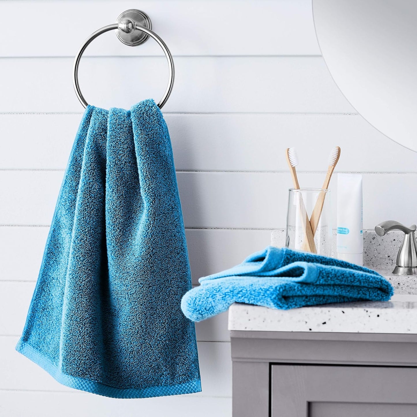 basics Lightweight quick-dry hand towels - 100% cotton, 8-pack, 28 x 16 inches