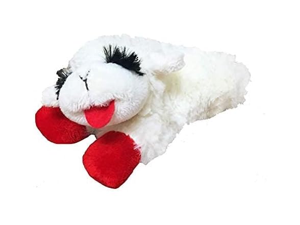 Multipet Lamb Chop Dog Plush Toy - Squeaky Toy for All Dogs - Extra Soft Plush - Stuffed Animal Dog Toy for Cuddling & Playing - Cute Pet Toy (6", Cream)