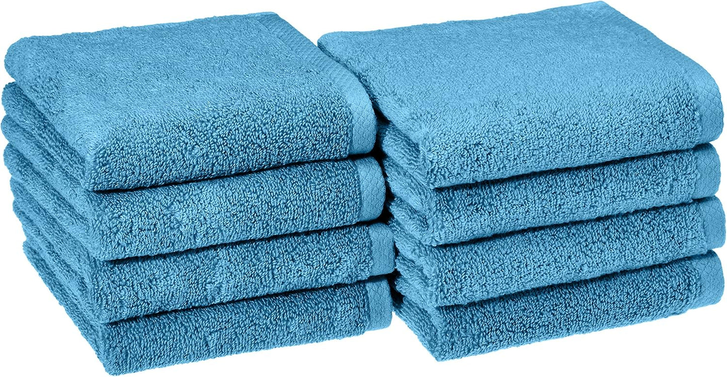 basics Lightweight quick-dry hand towels - 100% cotton, 8-pack, 28 x 16 inches