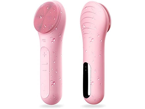 NågraCoola CLIE Facial Cleansing Brush, Waterproof and Rechargeable Electric Face Scrubber for Men & Women, Exfoliating, Massaging, and Cleansing - Pink