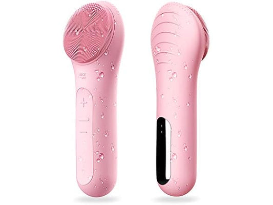 NågraCoola CLIE Facial Cleansing Brush, Waterproof and Rechargeable Electric Face Scrubber for Men & Women, Exfoliating, Massaging, and Cleansing - Pink