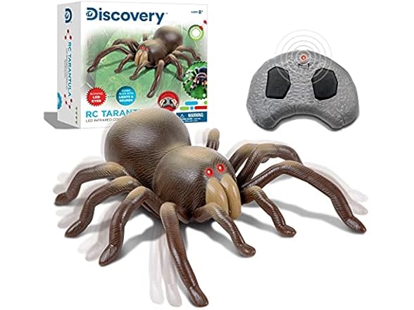 Discovery™ RC Tarantula Spider – Remote Control Toy Spider with Realistic Movement, Red LED Eyes & Wriggling Legs | Prank Gift for Boys Girls & Bug Lovers| Fun Electronic Animal Toy for Kids Ages 8+