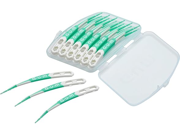 GUM Soft-Picks Advanced, Easy to Use Dental Picks for Teeth Cleaning Health, Disposable Interdental Brushes with Convenient Carry Case, Dentist Recommended Dental Picks, 90 Count