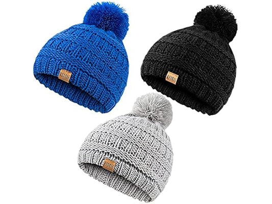 REDESS Baby Kids Winter Warm Hats, Infant Toddler Children Pom Pom Beanie Knit Cap Girls Boys