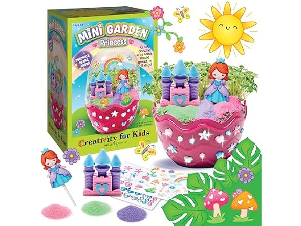 Creativity for Kids Mini Garden Princess: Terrarium Kit for Kids, Princess Toys for Girls, DIY Craft Kits, Easter Basket Stuffers and Gifts for Girls (Ages 6+)
