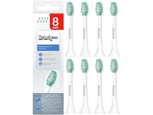 Brushmo Replacement Toothbrush Heads Compatible with Philips Sonicare Electric Toothbrush, White, 8 Pack