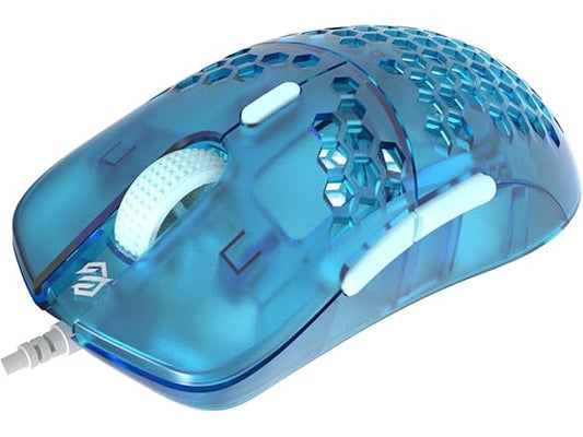 Gwolves Hati HTM Lightweight Honeycomb Wired Gaming Mouse,~56g,3389 Sensor,16,000 DPI, Low Latency,Anti-Interference,6 Programmable Buttons,On-Board Memory,PC/Mac and Laptop (Cerulean, HTM - Medium)